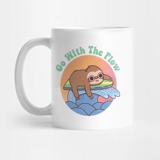 Cute Sloth On Surfboard, Go With The Flow Mug